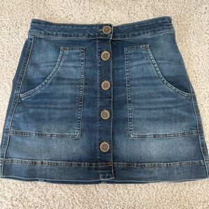 Denim Button-Front Skirt